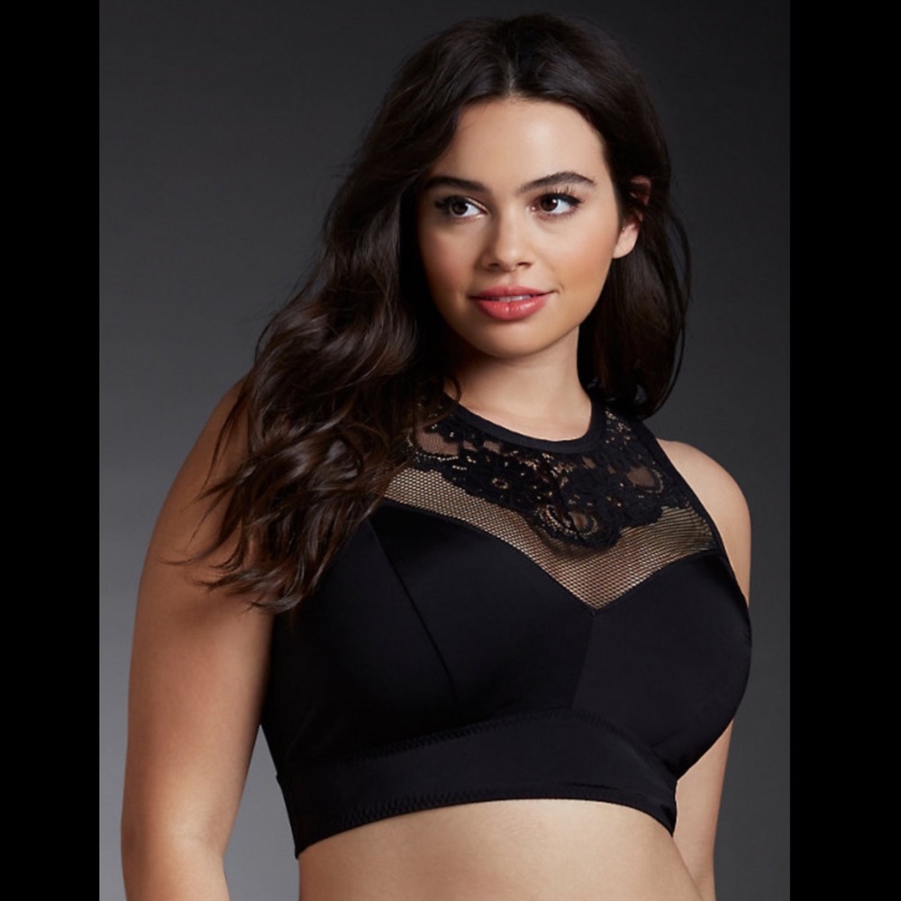 Torrid lace and mesh halter bralette